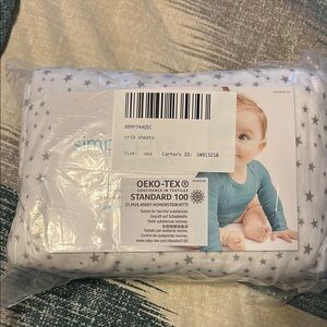 White Crib Sheets with Grey Stars